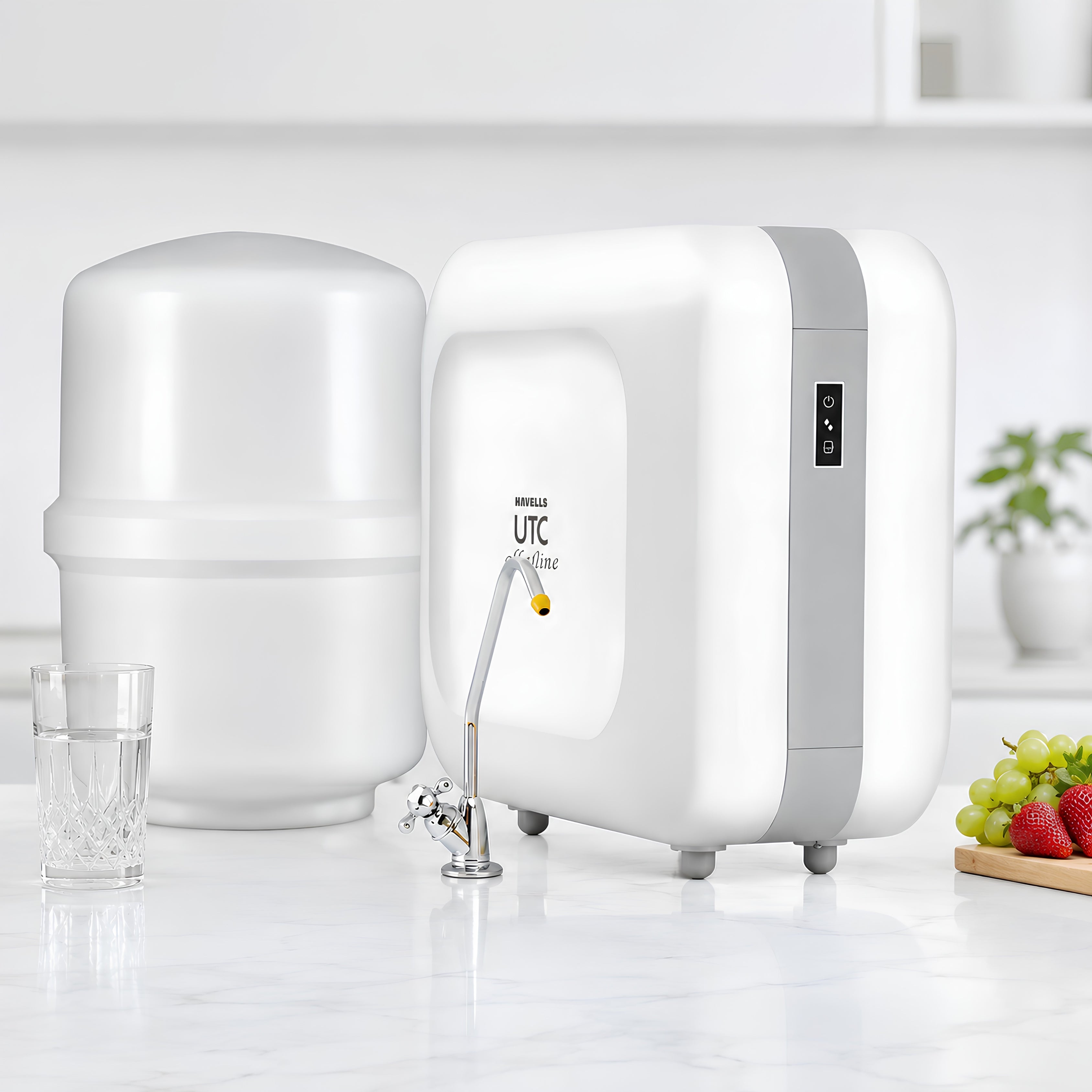 Havells UTC RO+UV Alkaline Water Purifier with Stainless Steel Tank, 8L Storage, White