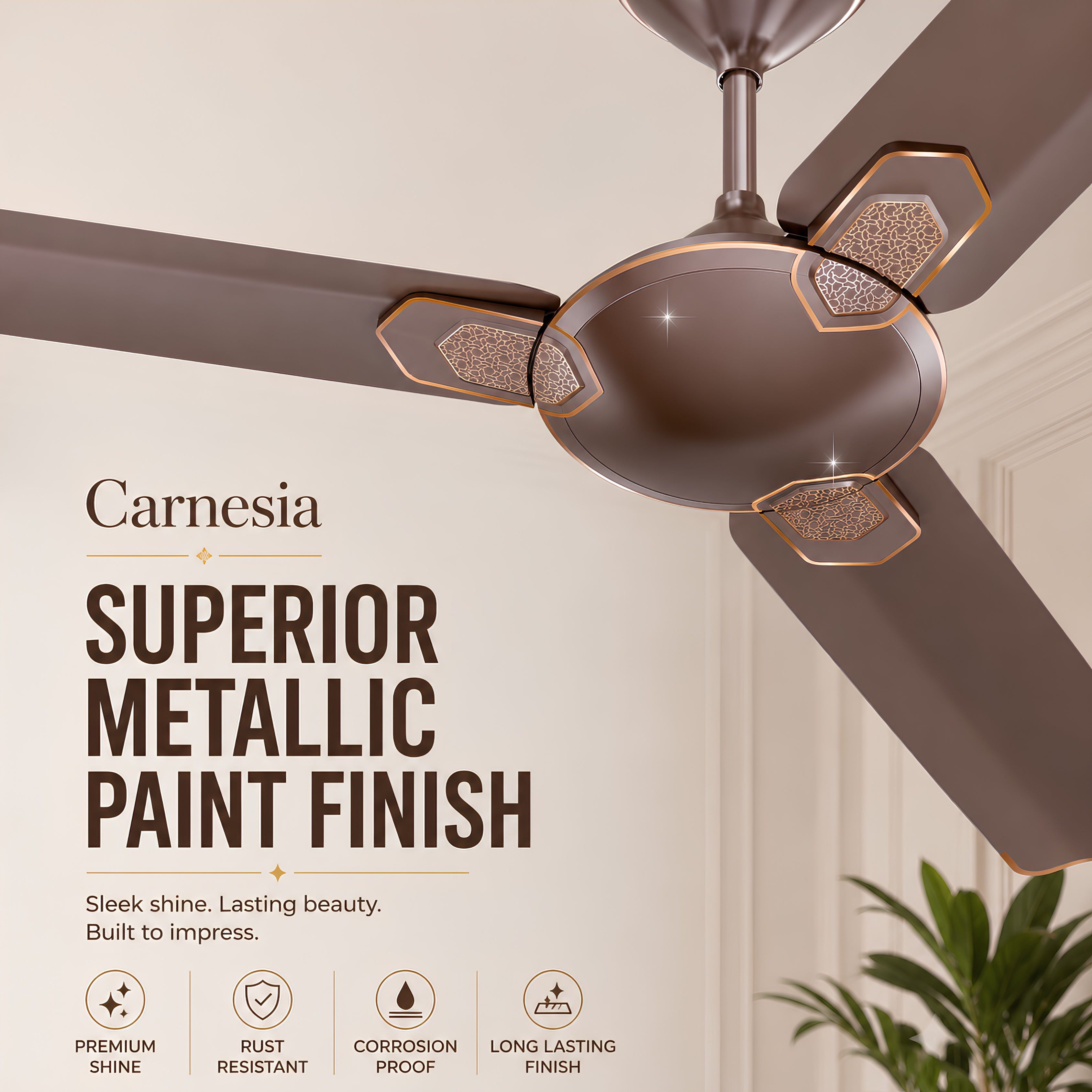 Havells Carnesia 1200mm Ceiling Fan (Dusk Lt Copper) | 100% Copper Motor | 2-Year Warranty