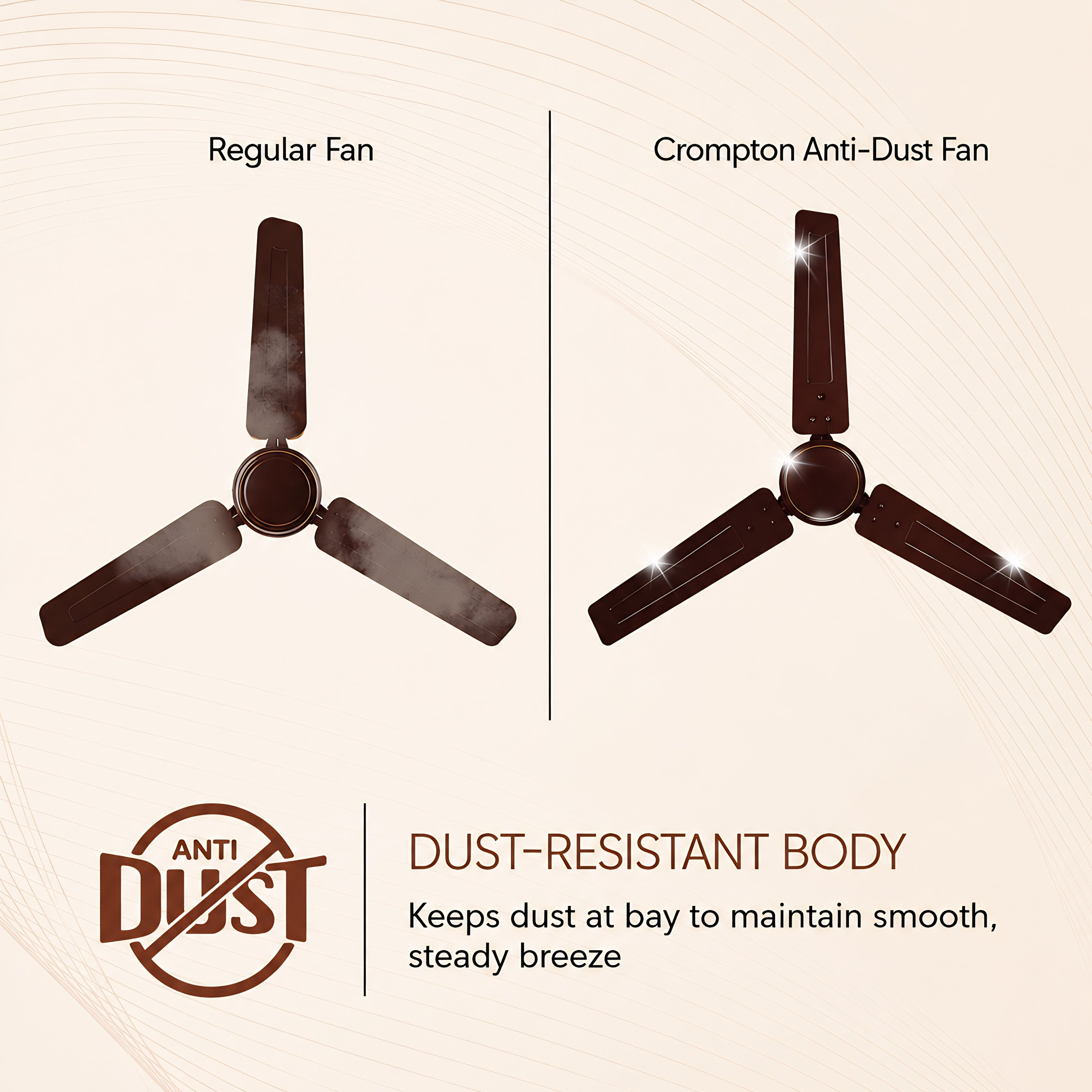 Crompton Surebreeze Starbriz 1200mm Ceiling Fan Brown | 46 W Power | 3 Blades | 2 Year Warranty
