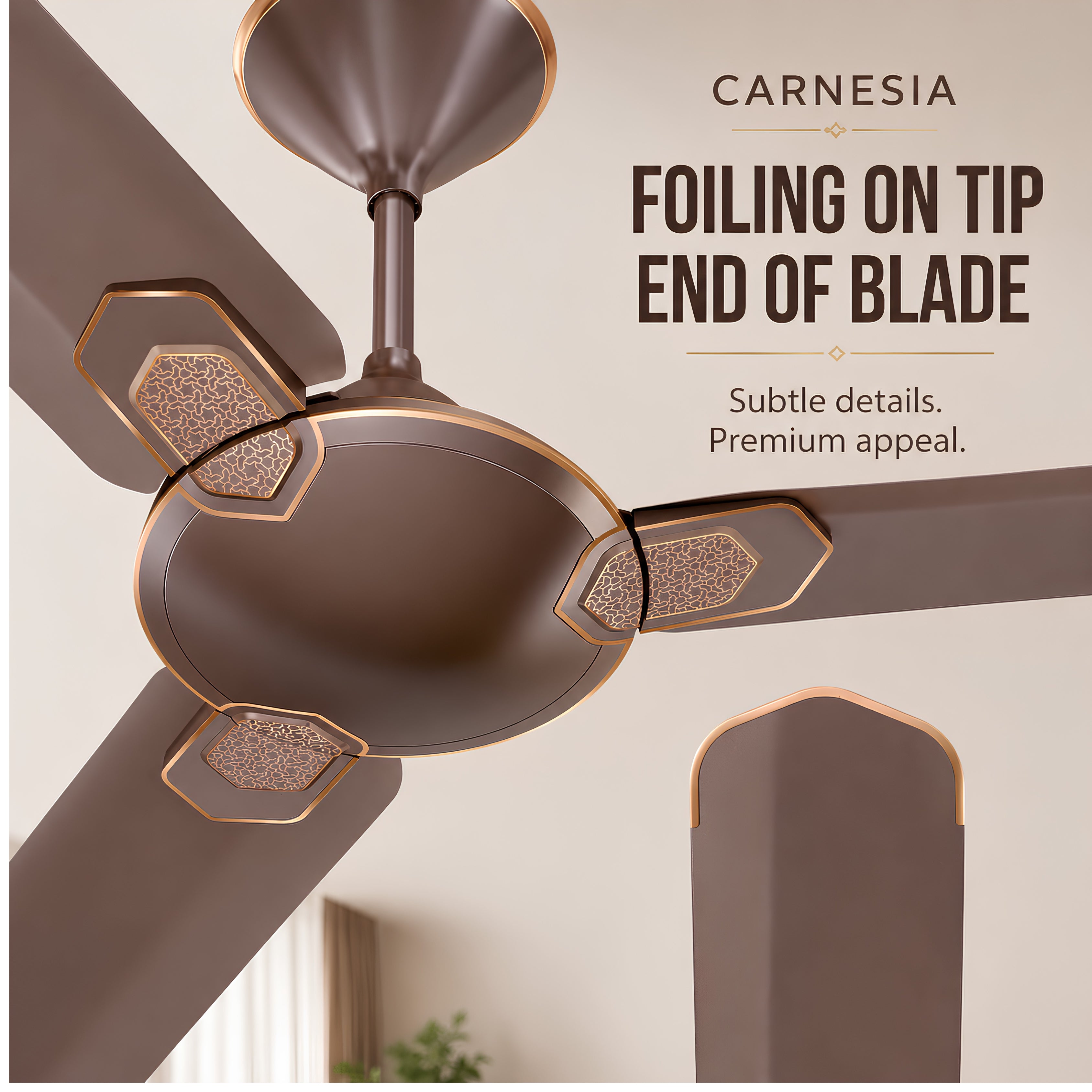 Havells Carnesia 1200mm Ceiling Fan (Dusk Lt Copper) | 100% Copper Motor | 2-Year Warranty