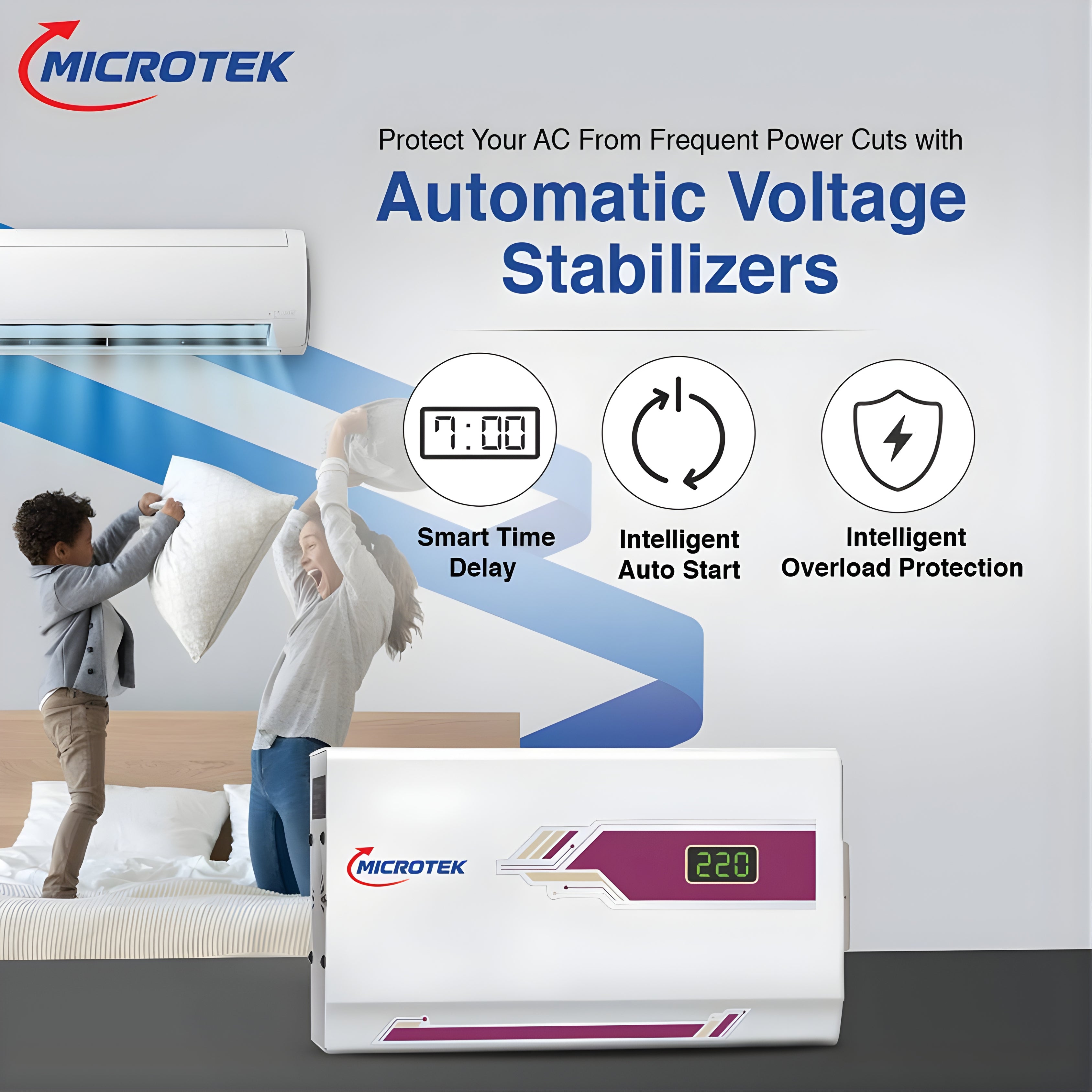 Microtek PEARL EM 4160+ AC Stabilizer for Up to 1.5 Ton AC | Digital Display | 3 Year Warranty