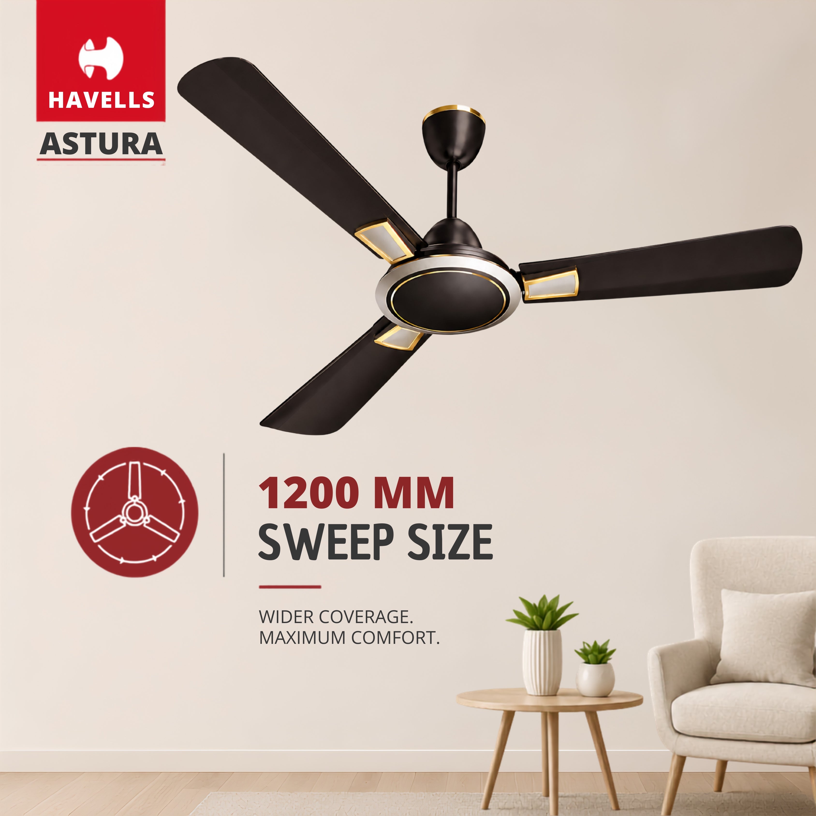 Havells Astra 1200mm Ceiling Fan (Smoke Brown) | 2-Year Warranty