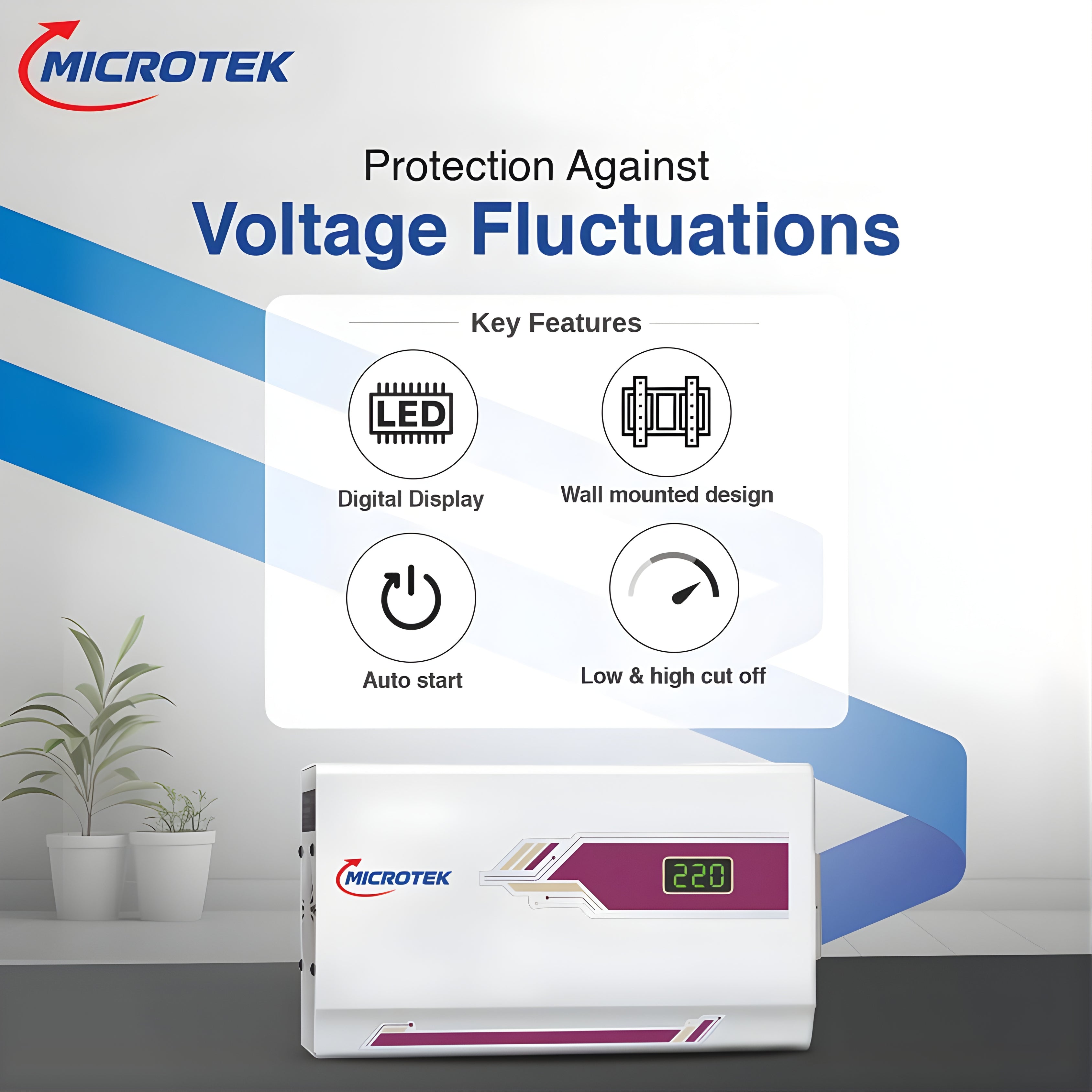 Microtek PEARL EM 4160+ AC Stabilizer for Up to 1.5 Ton AC | Digital Display | 3 Year Warranty