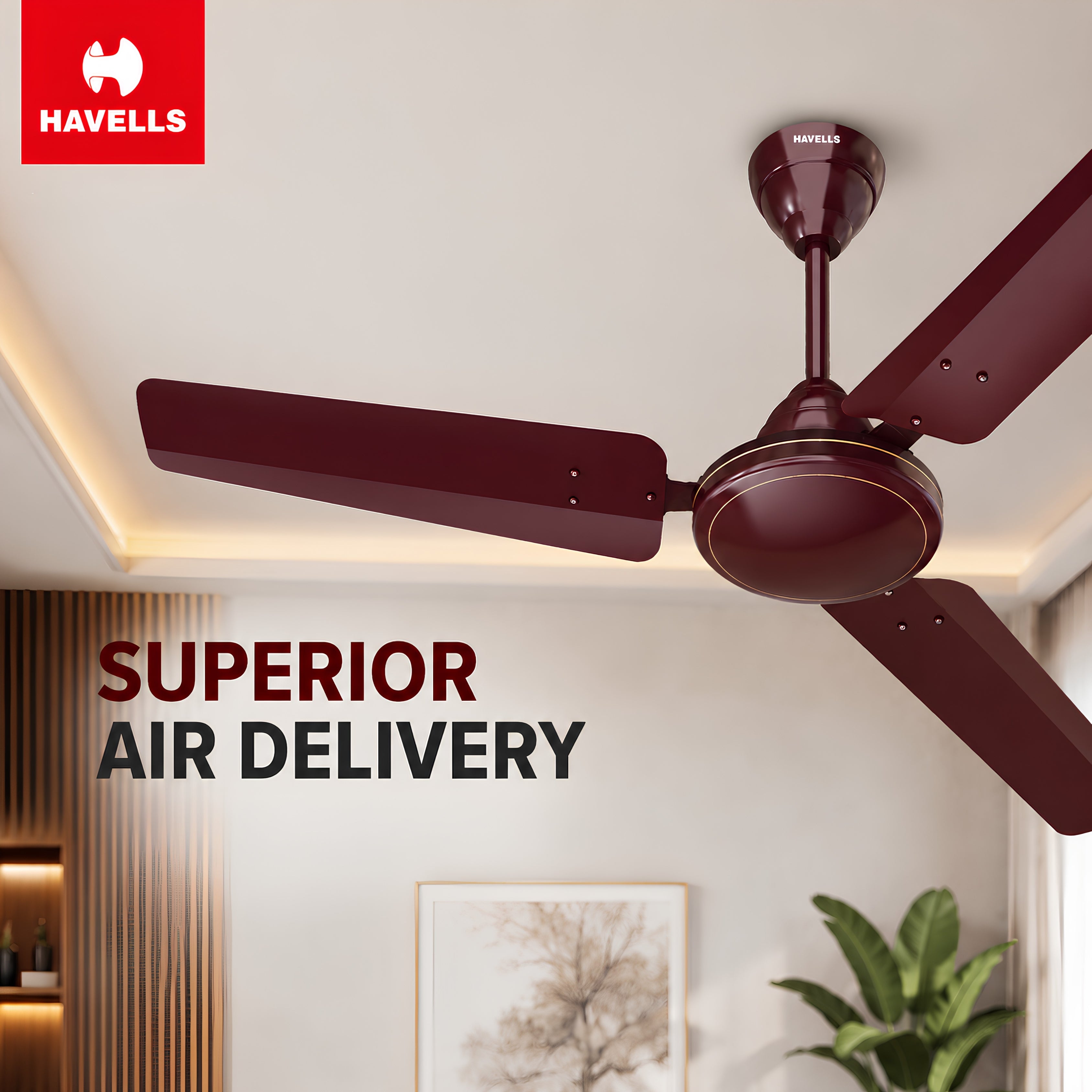 Havells Thrill Air 1200mm Ceiling Fan Brown | 100% Copper Motor | High Air Delivery | 2 Year Warranty