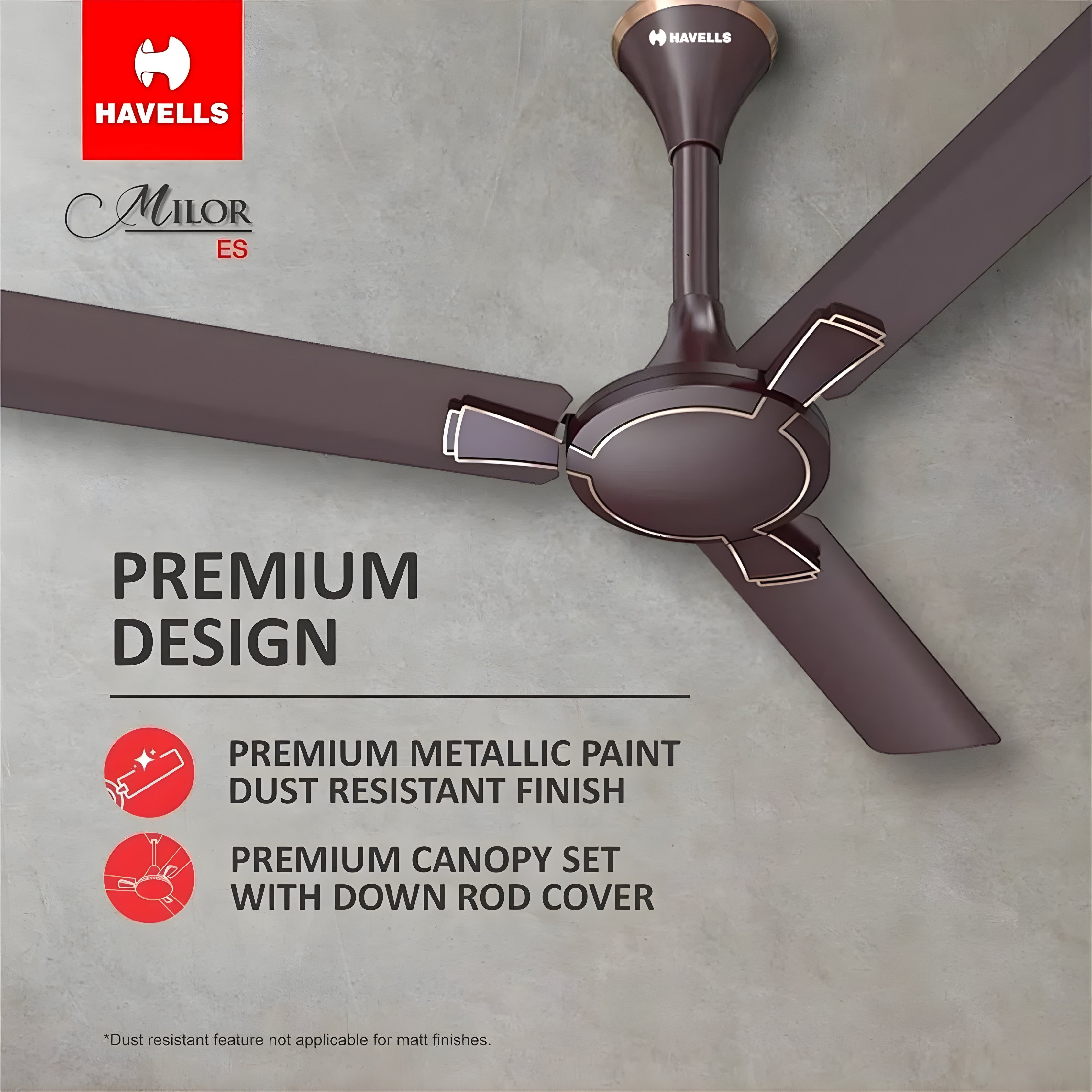Havells Milor 1200mm Ceiling Fan (Dusk Brown) | 100% Copper Motor | 2 Year Warranty